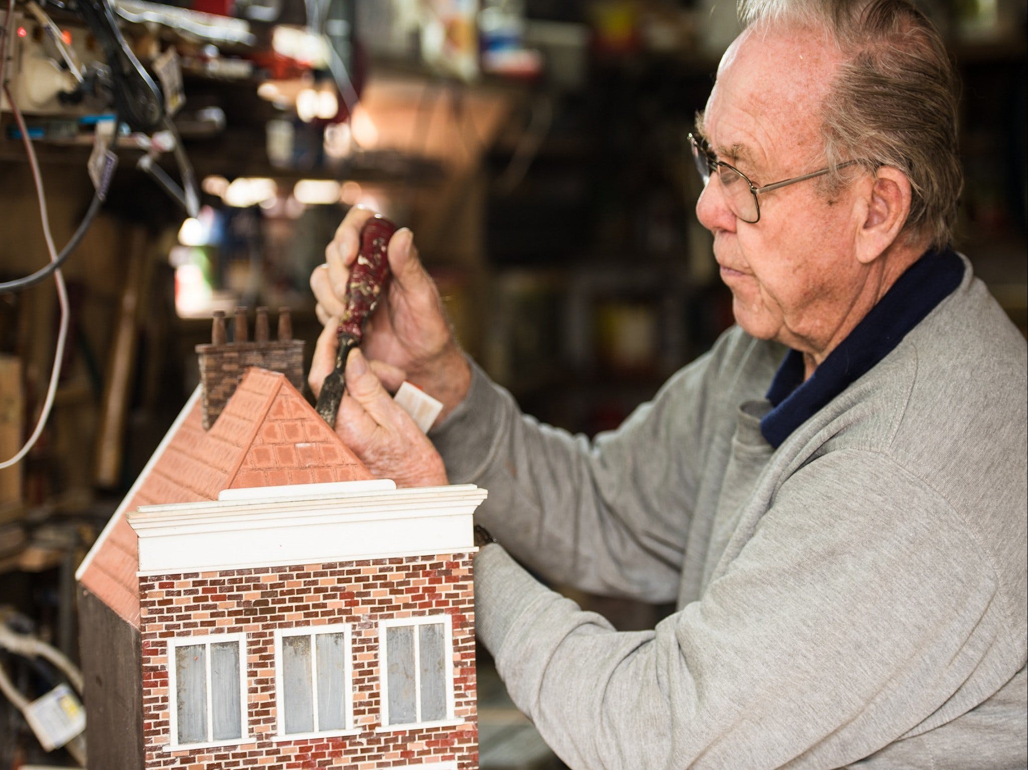 Working on one of his gorgeous models