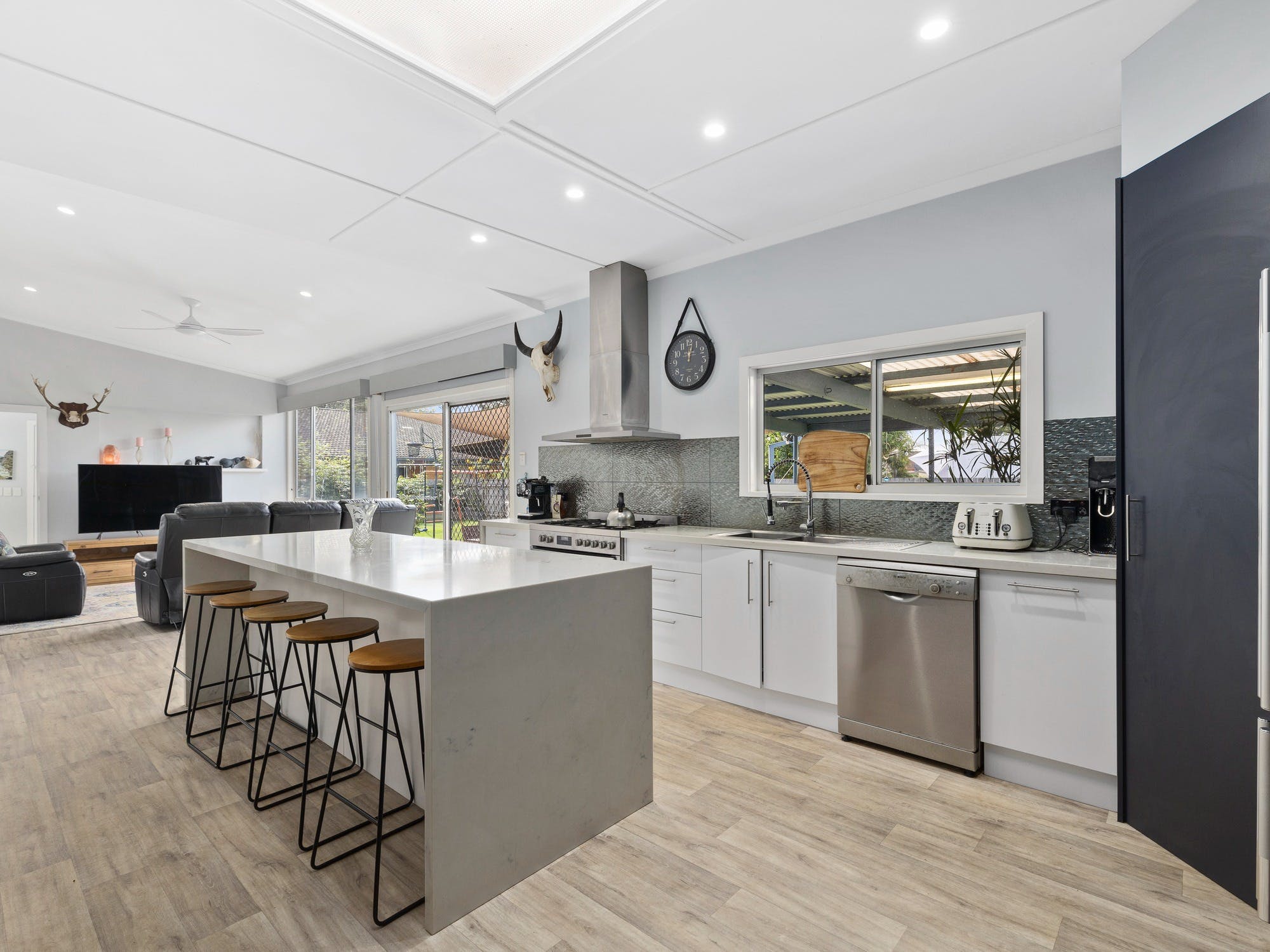 Renovated kitchen with coffee machine