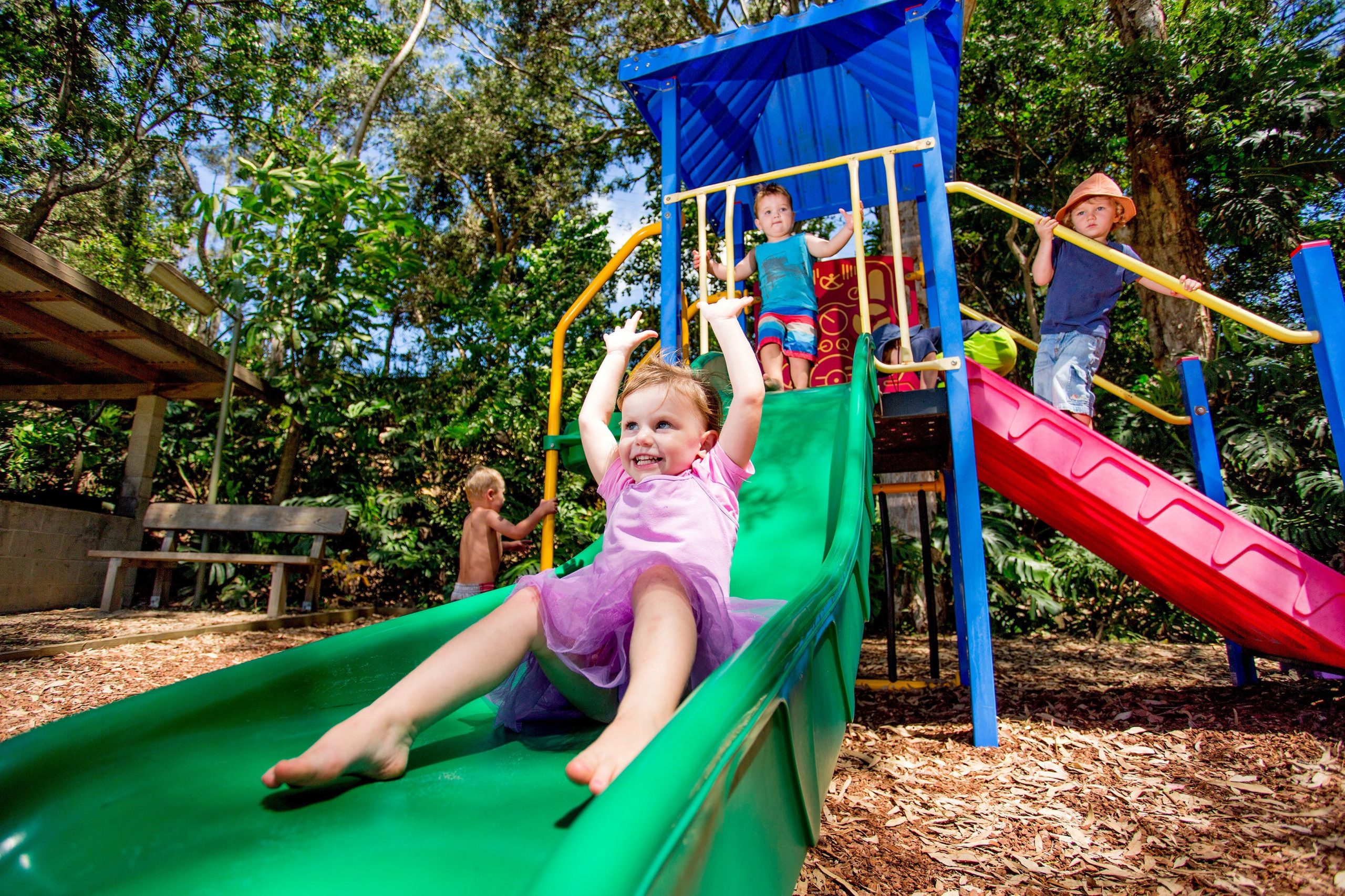 Enjoying a meal at the Boambee Creek Reserve Cafe.
