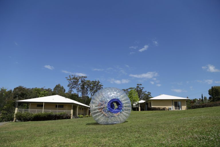 Zorb ball rolling down the hill
