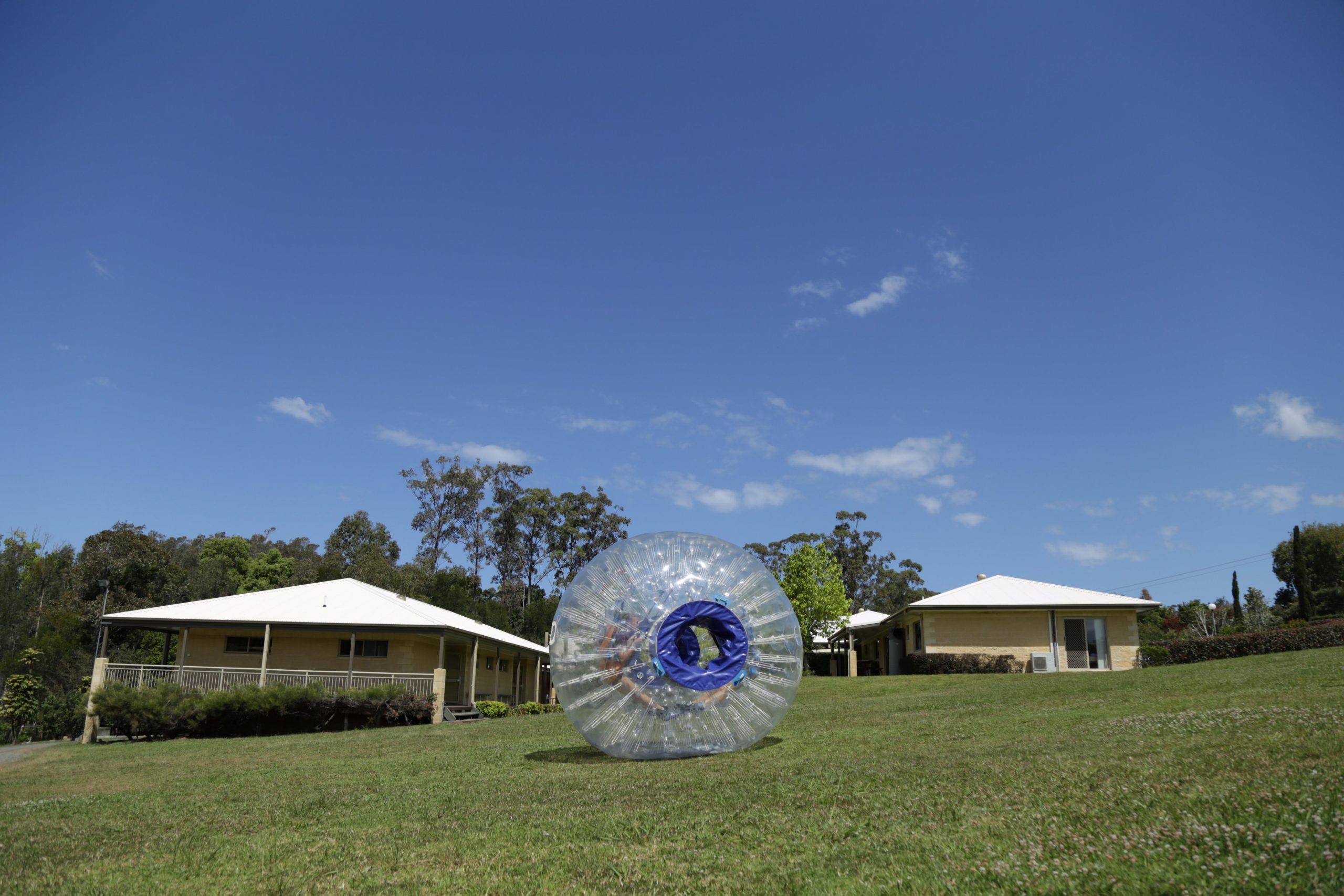 Zorb ball rolling down the hill