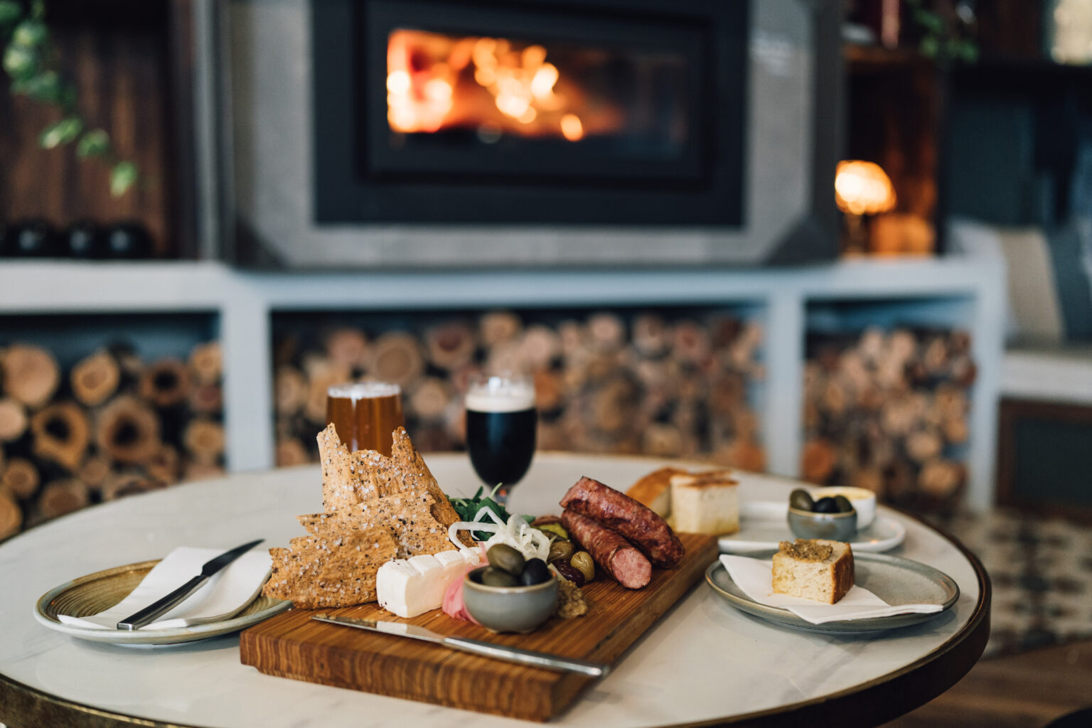 Brewer's Board Served Next to Raging Fire