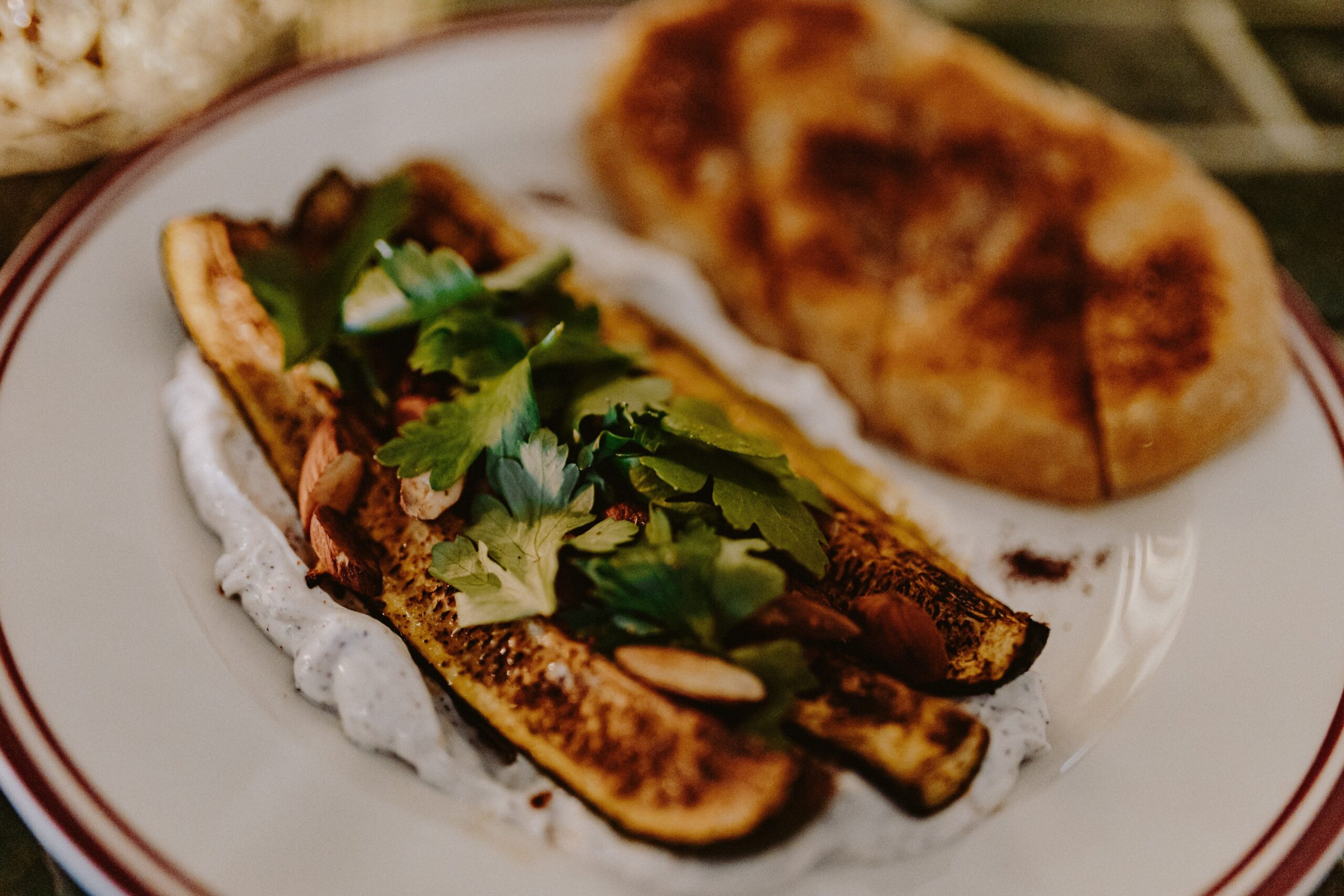 Bar Que Sera - roast zucchini and flatbread