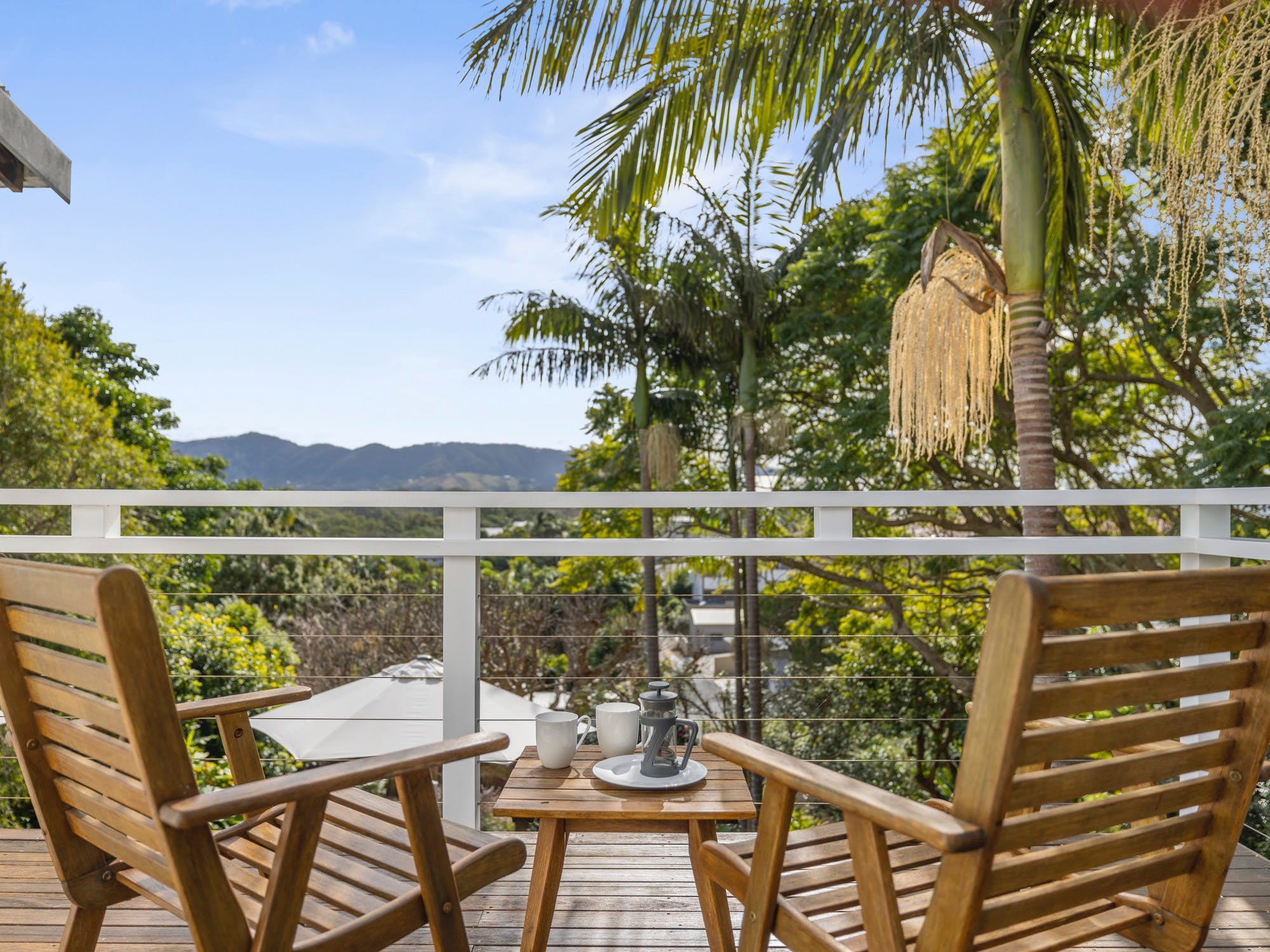 Private Balcony with views of the garden and hinterland