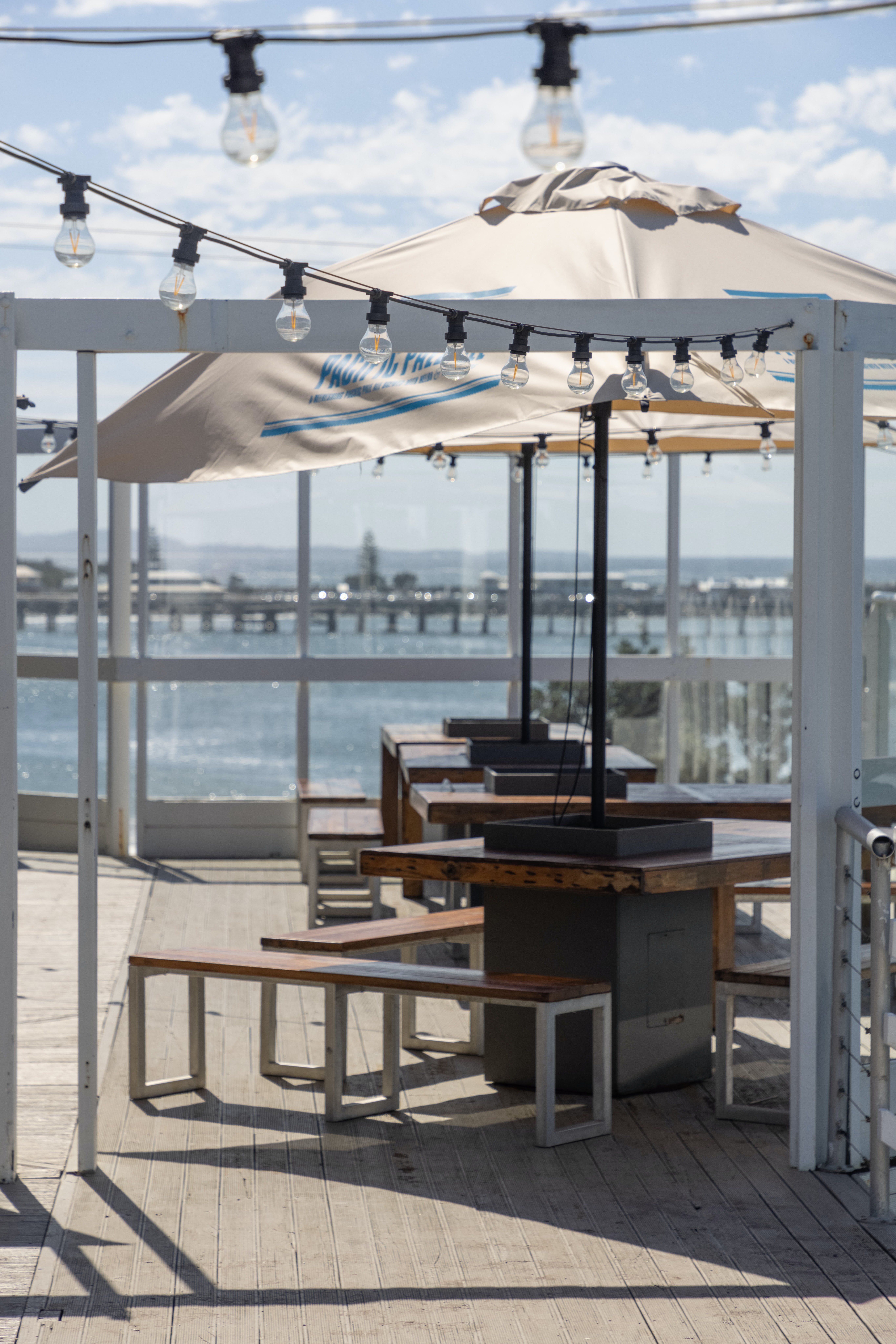 Sunny deck overlooking the harbour