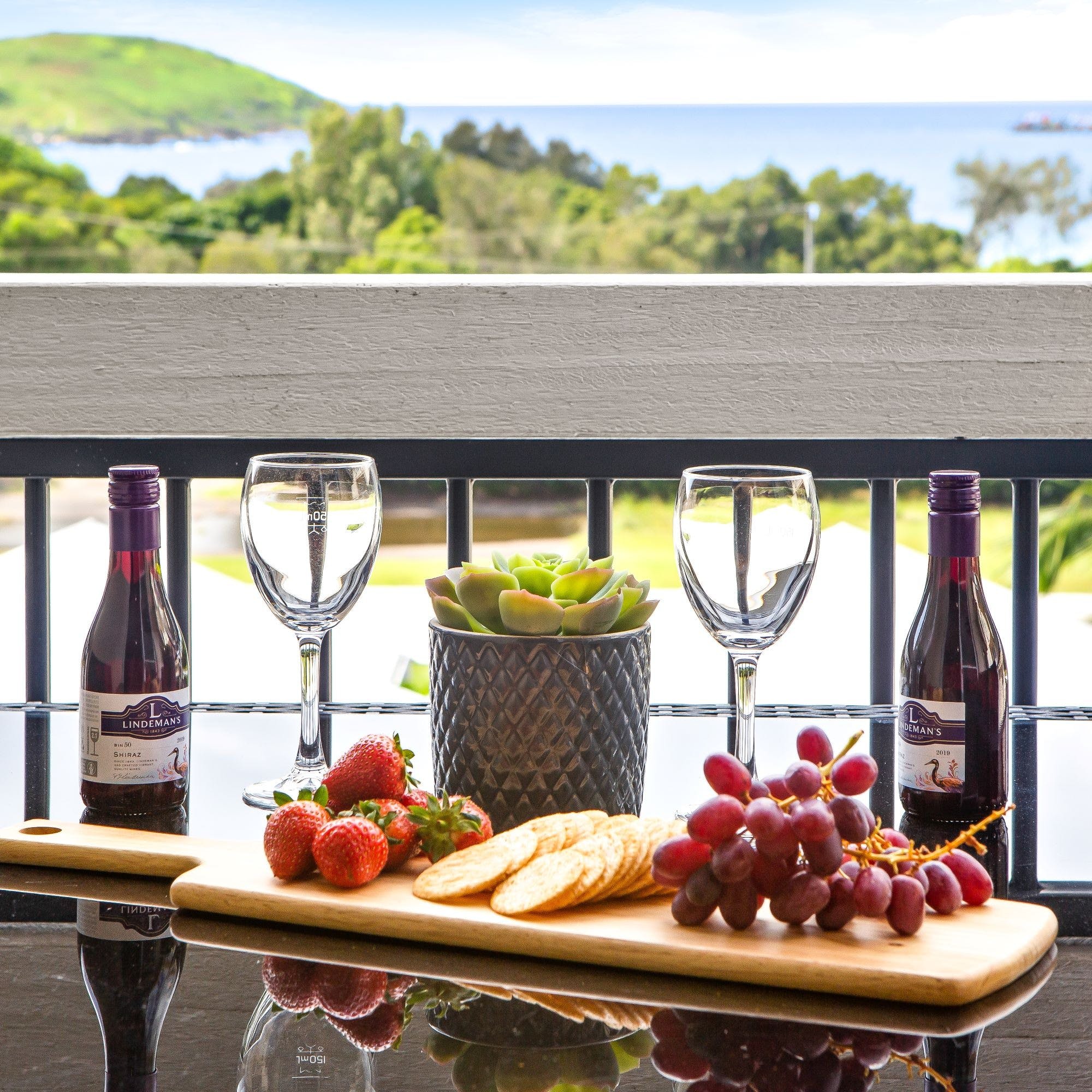 Wine and Cheese Platter on Balcony