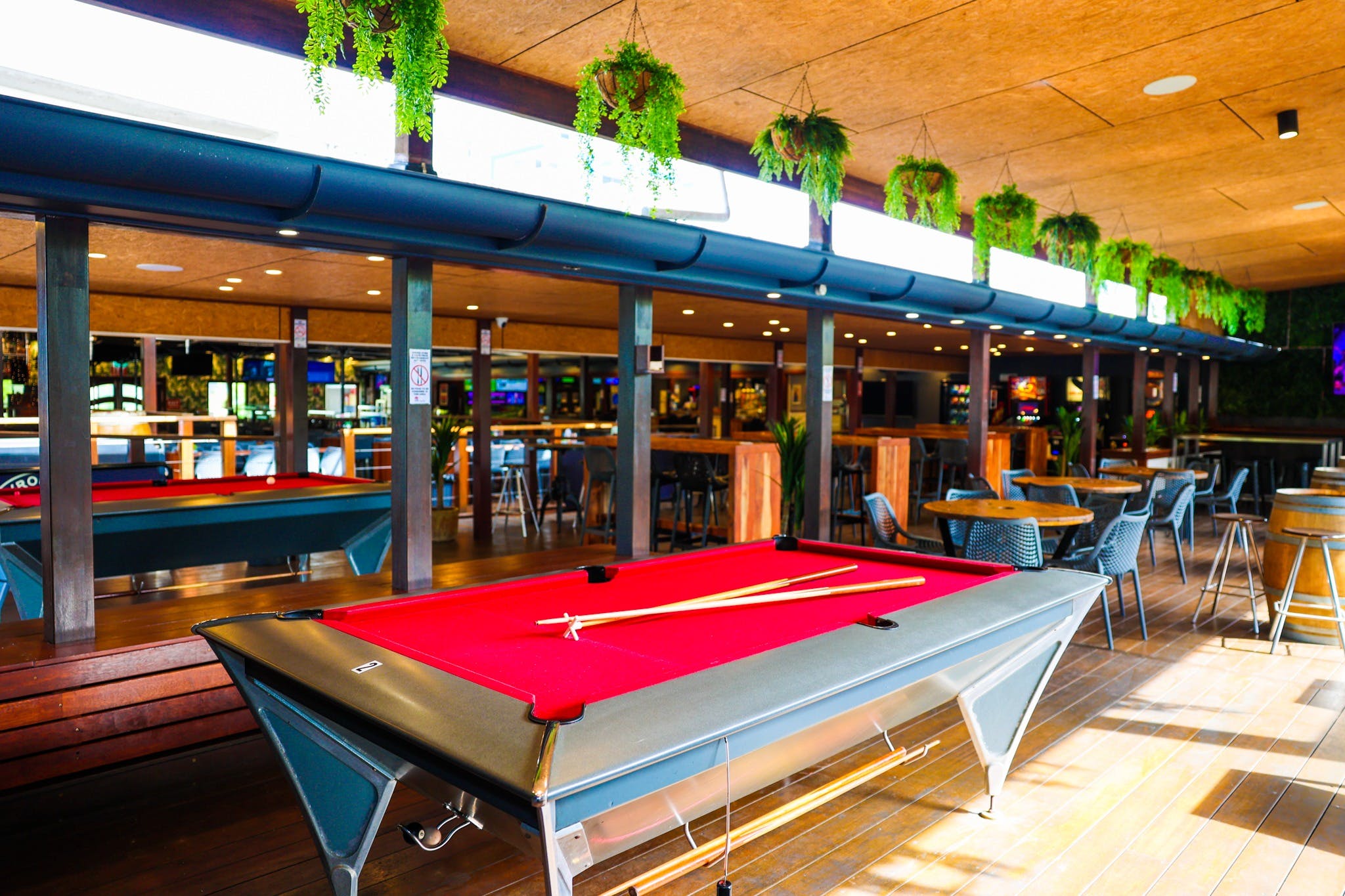 Pool table in beer garden