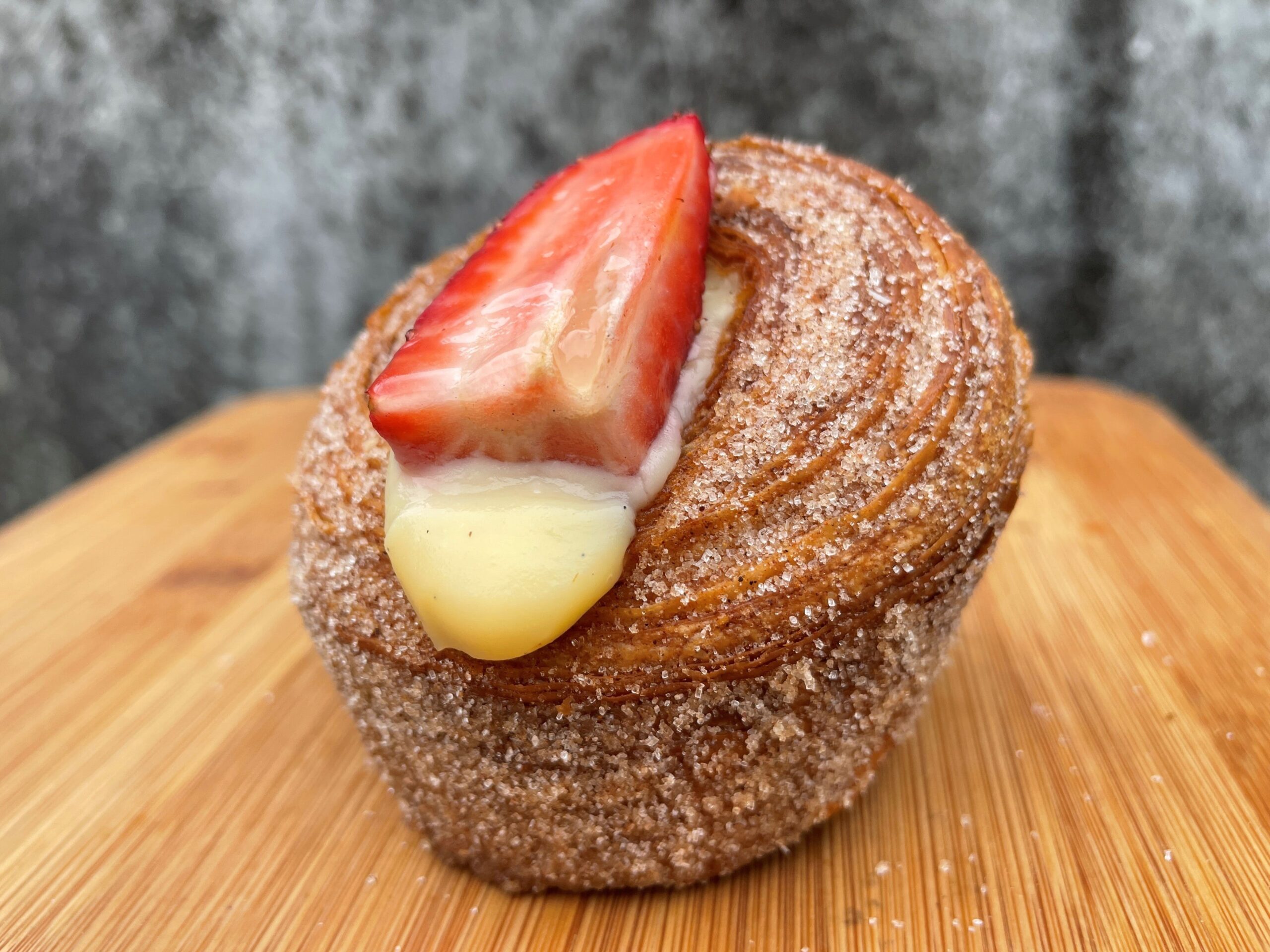 Glenreagh Bakery Cruffin with cinnamon sugar and fresh custard