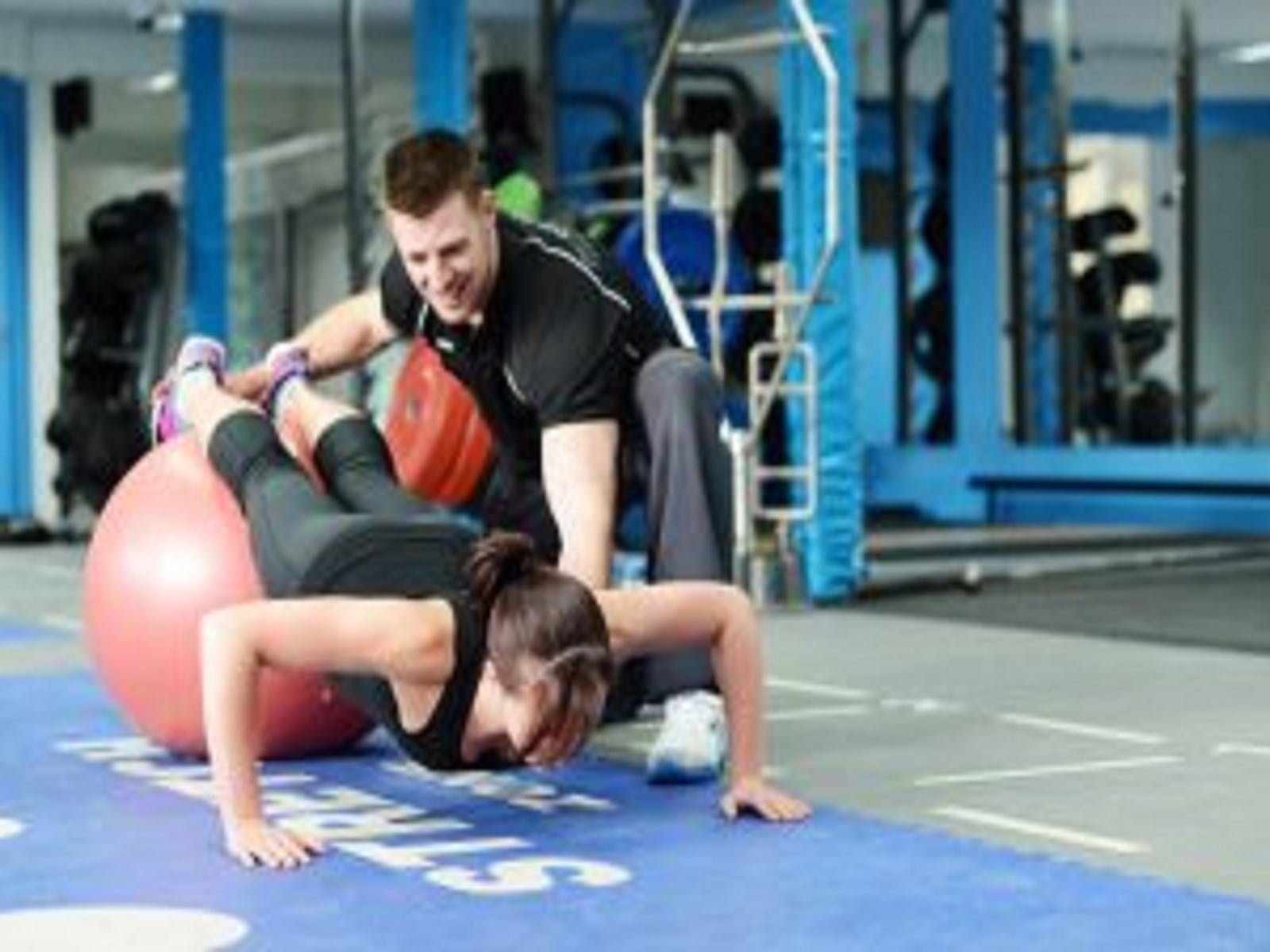 lady on exercise ball