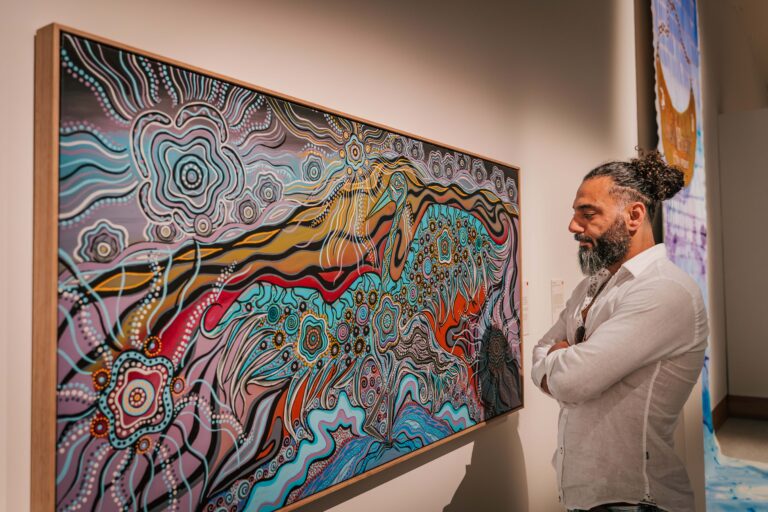 Viewing the indigenous art at Yarrila Place