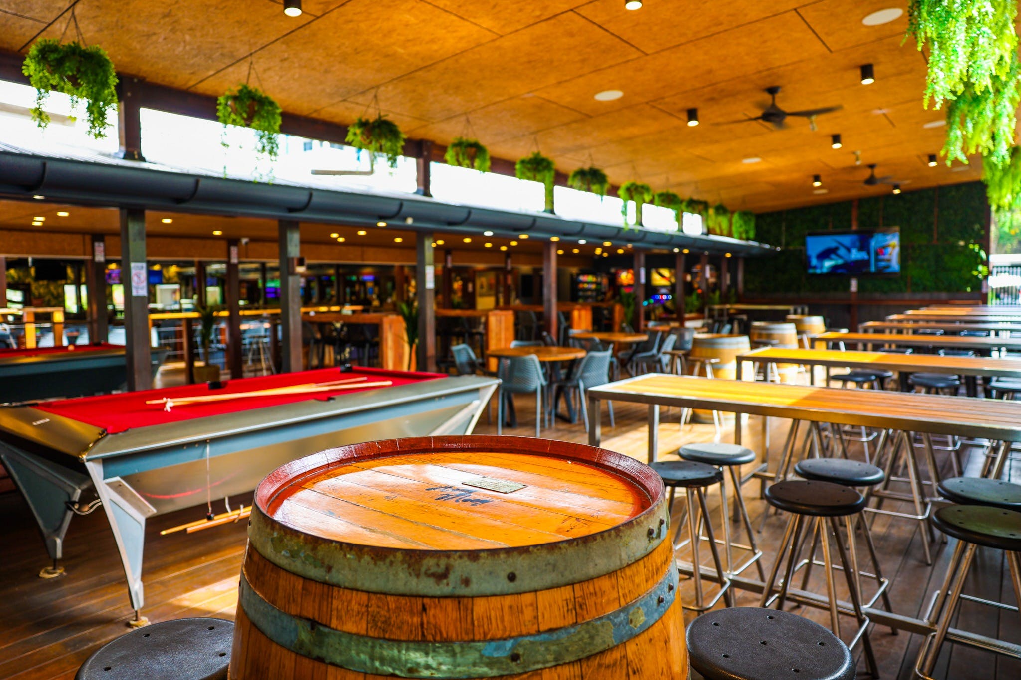 Pool table in beer garden