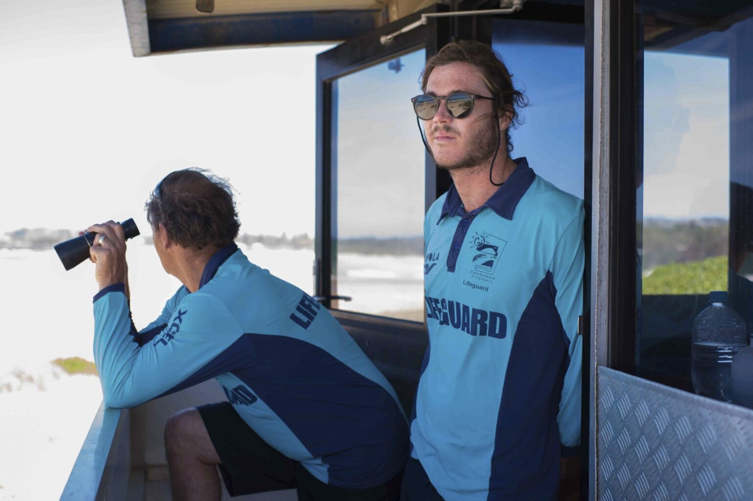 Lifeguards watching over Park Beach from the tower