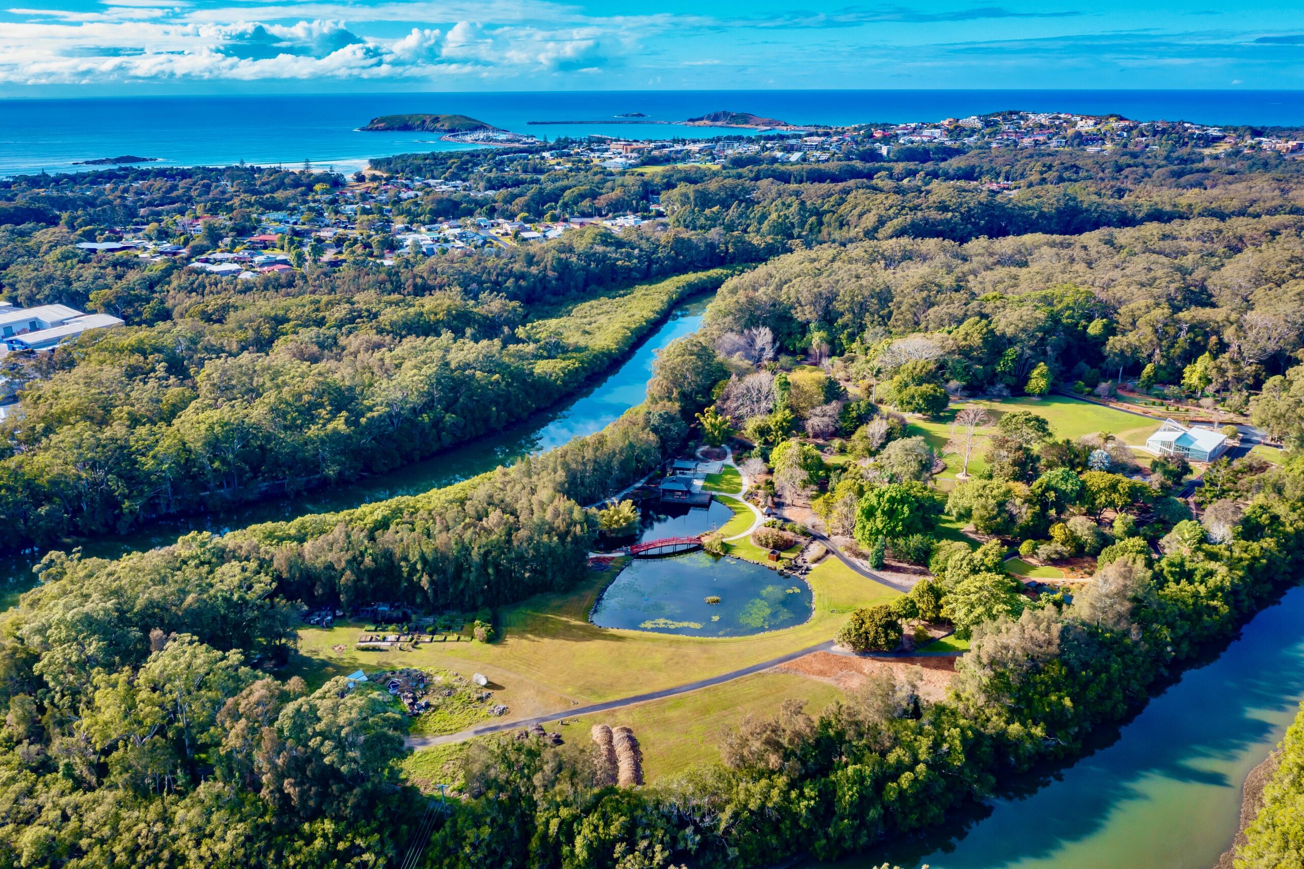 Aerial view of the gardens