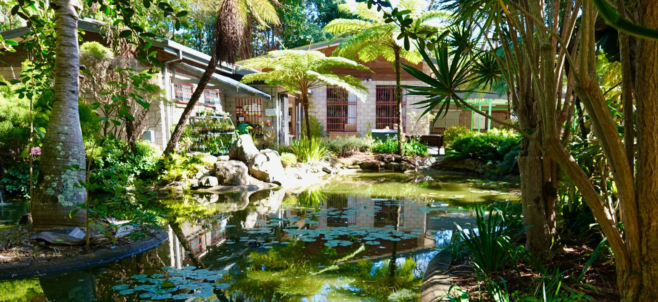 Pond at the front entrance