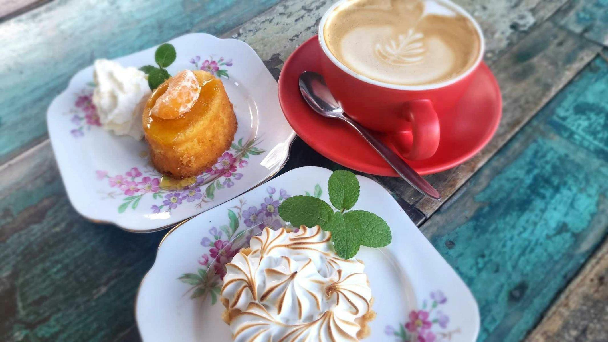 Mandarine Friand, Lemon Meringue Pie & freshly ground espresso coffee