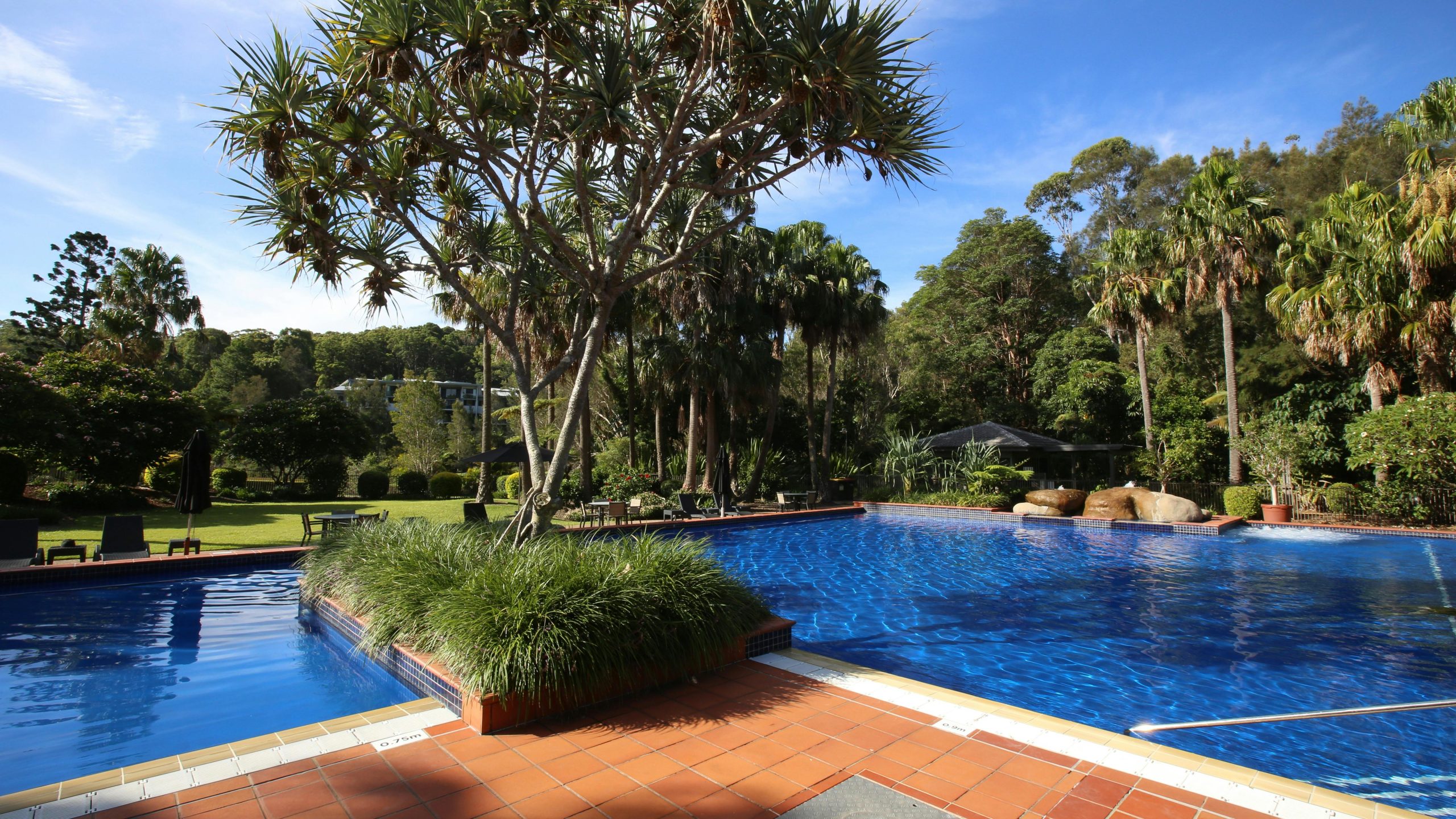 Image of pool with blue sky