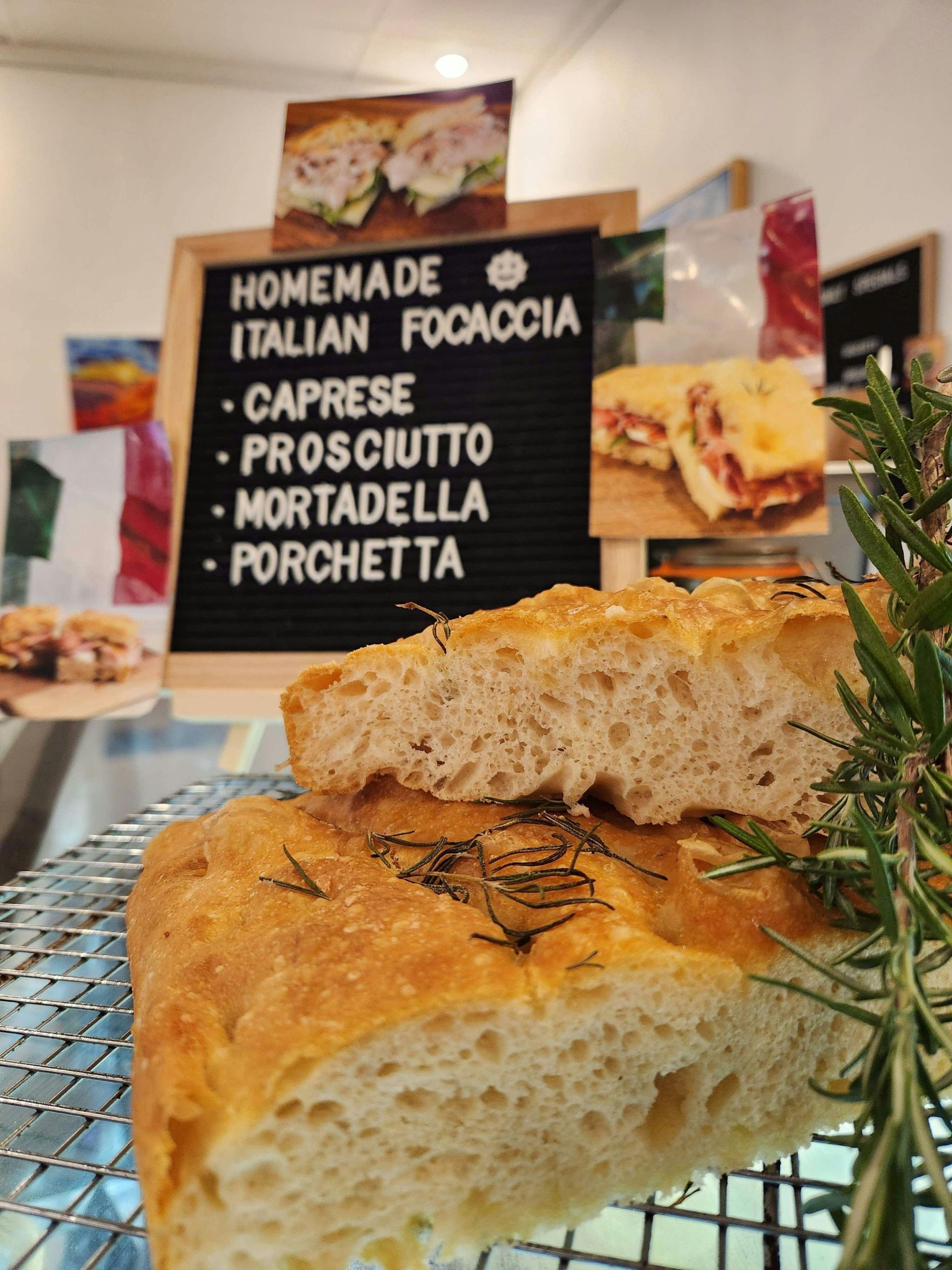 Focaccia prosciutto ( Our best seller) , mortadella, porchetta and more